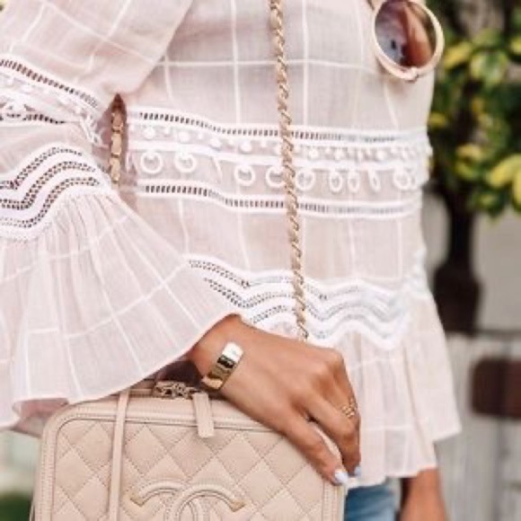 Jonathan Simkhai Voile Grid Top in Pink Embroidered Lace, Small - Picture 3 of 16